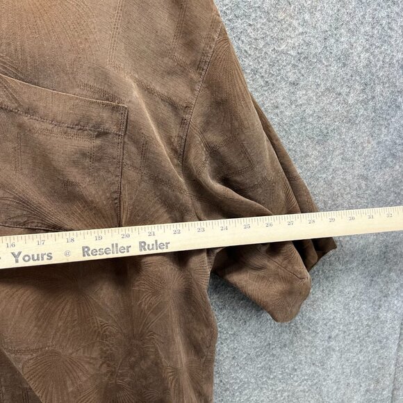 Tommy Bahama Shirt Men XL Brown Button Down Reverse Dress Silk Pocket Camp Palms - Picture 3 of 9